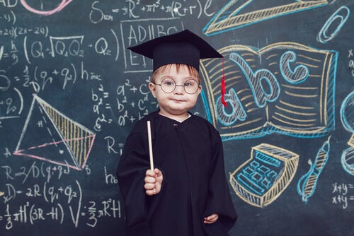 A boy dressed as if he's very intelligent.