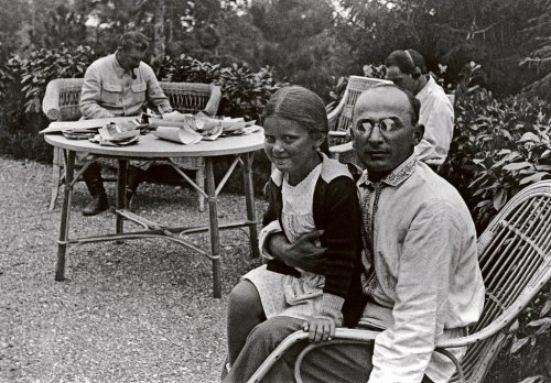 Svetlana Alliluyeva sitting on her father's lap.