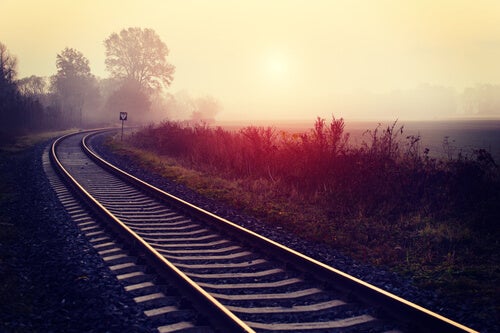 Lonely train tracks.