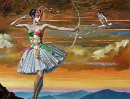 A woman with an arrow.