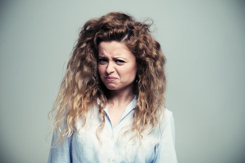 A woman processing disgust.