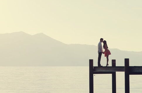 A couple representing quotes about romantic love.