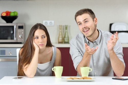A woman bored by her partner's conversation.
