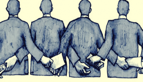 Some men doing acts of corruption.