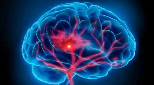 An illuminated brain.