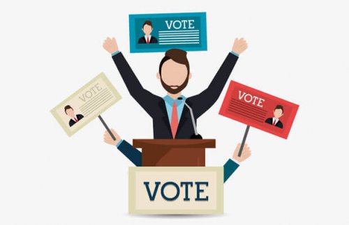 A drawing representing marketing in political campaigns.