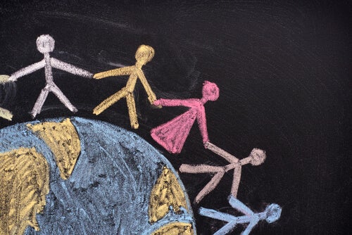 People joining hands around rhe world.