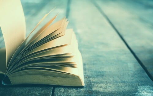 An open book on the floor.
