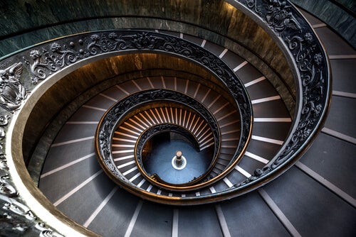 A spiral staircase.