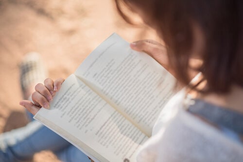 A person reading a book.