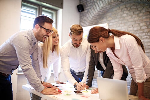 A group of people working together.