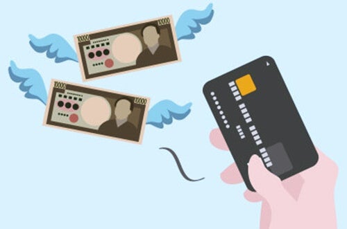 A credit card and some bills.