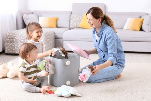 A family playing.