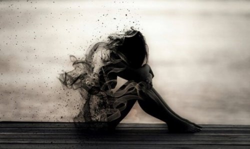 A woman vanishing with the wind.