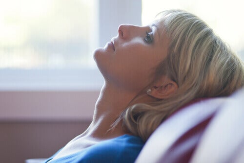 A tired woman.