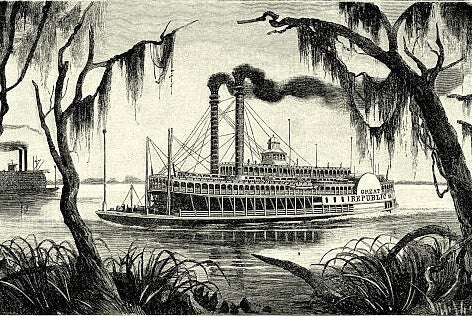 A boat on the Mississippi River.