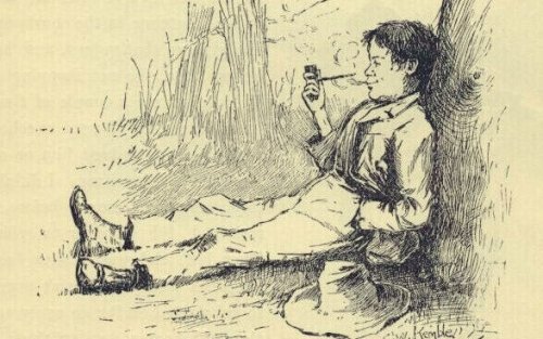 An illustration from the book Huckleberry Finn.