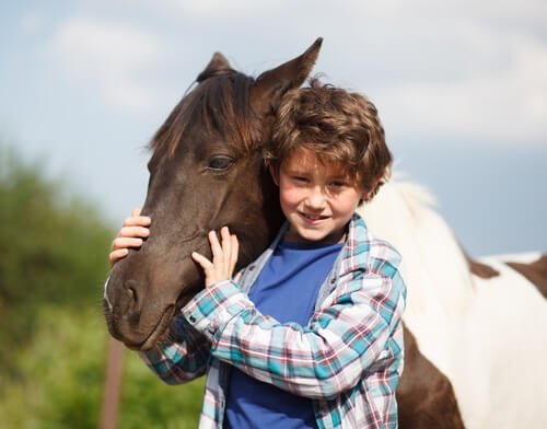 A boy and a horse.