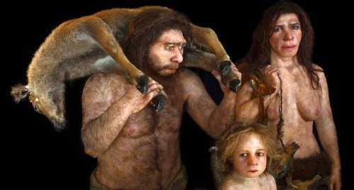 A family of Neanderthals.