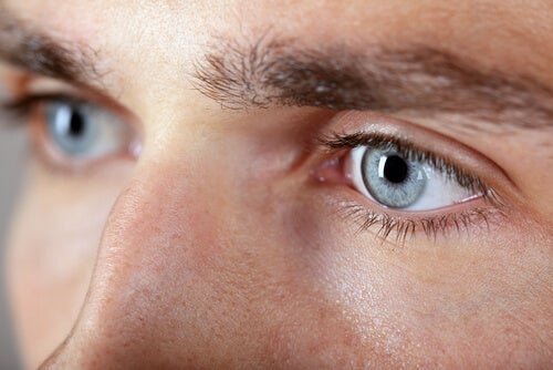 Closeup of a man's eyes.
