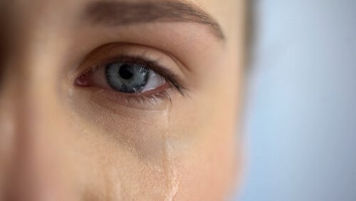 A woman crying.