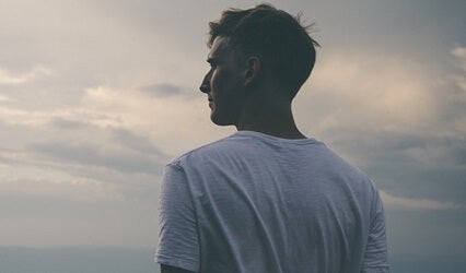 A man looking to the sky.