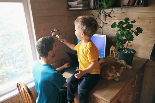 A dad with his child.