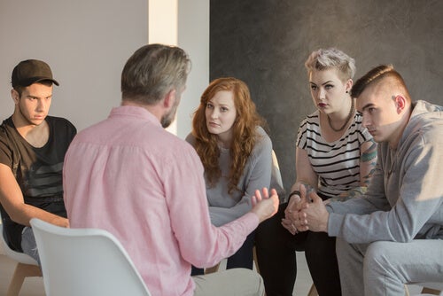 A group therapy session.