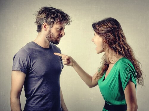 A woman arguing with a man.