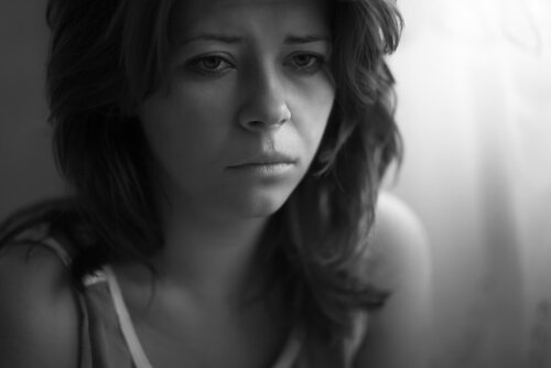 A woman crying.