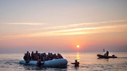 Many people in a raft.