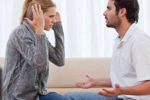 A couple arguing.
