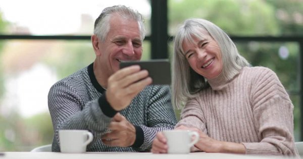 An elderly couple.