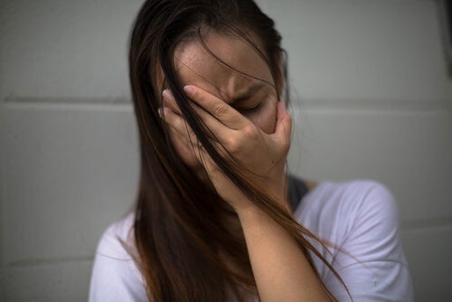 A distressed woman.