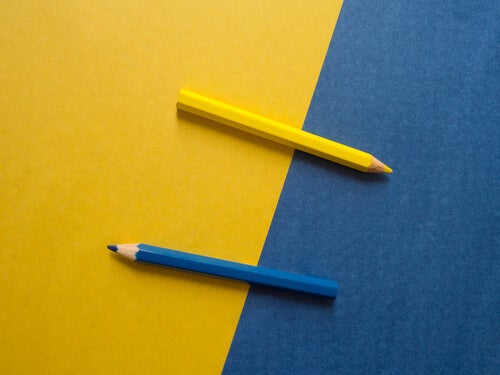 Two color pencils.