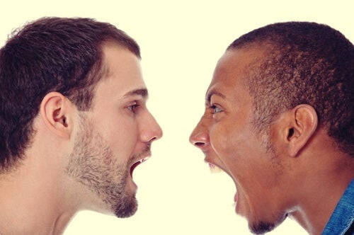 Two men yelling at each other.