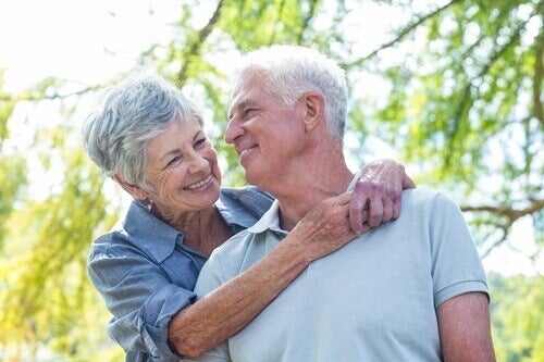 An elderly couple.