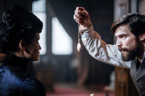 A scene from "Freud, The Series" where Freud is practicing hypnosis on a patient.