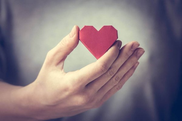 A hand with a heart.