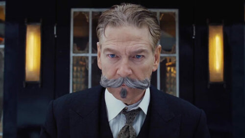 Kenneth Branagh in the Murder on the Orient Express.