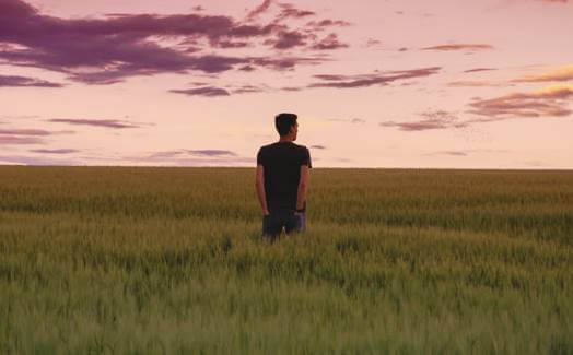 A man in a field.