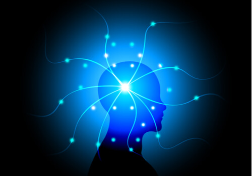 A person surrounded by light.