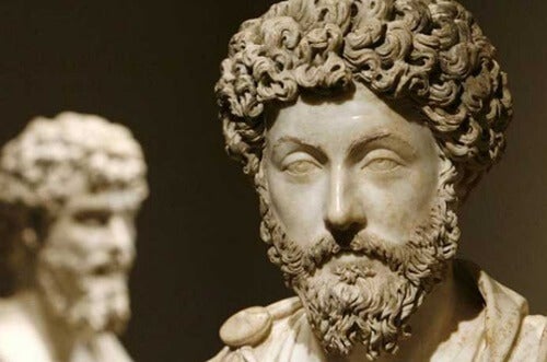A statue of Marcus Aurelius.