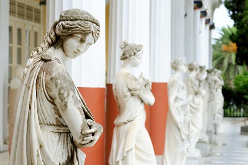 Statues of the muses.