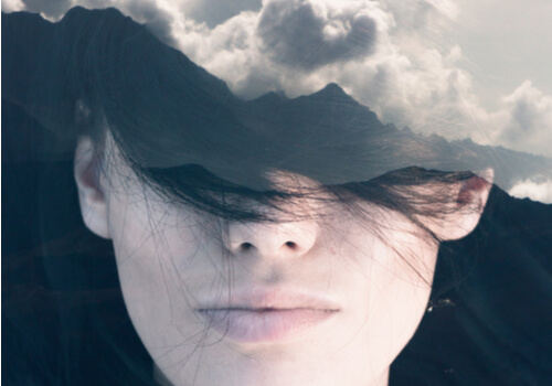 A woman surrounded by clouds.