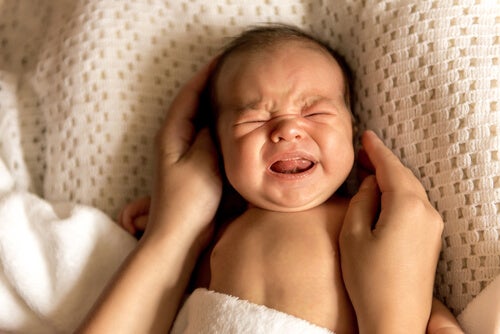 A baby crying.