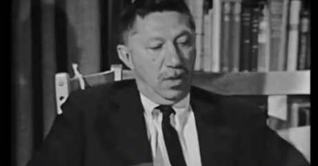 A photo of Abraham Maslow during an interview.