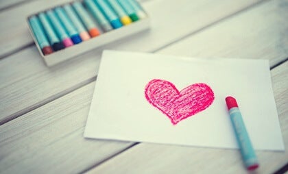 A heart drawn on a piece of paper.