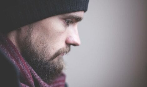 A sad guy in winter.