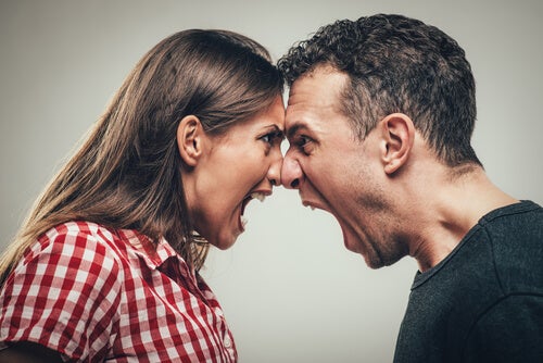 A man and a woman screaming at each other.